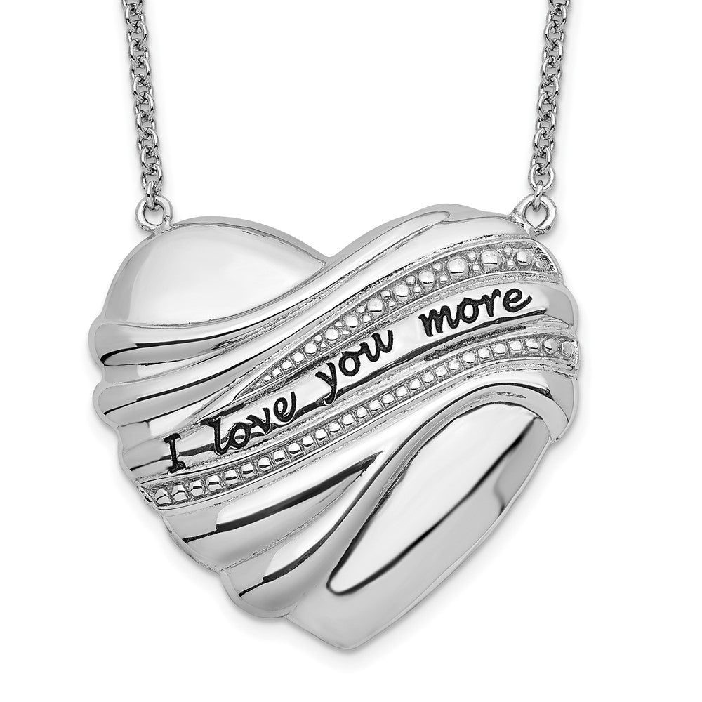 Sentimental Expressions Sterling Silver Rhodium-plated Antiqued I Love You More 18in. Necklace