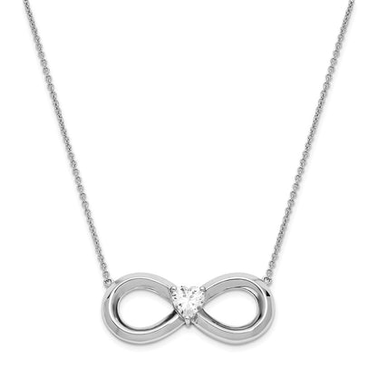 Sentimental Expressions Sterling Silver Rhodium-plated CZ Antiqued Forever 19in. Necklace