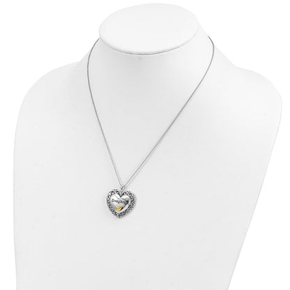 Sentimental Expressions Sterling Silver Gold-plated Antiqued Daughter 18in. Necklace