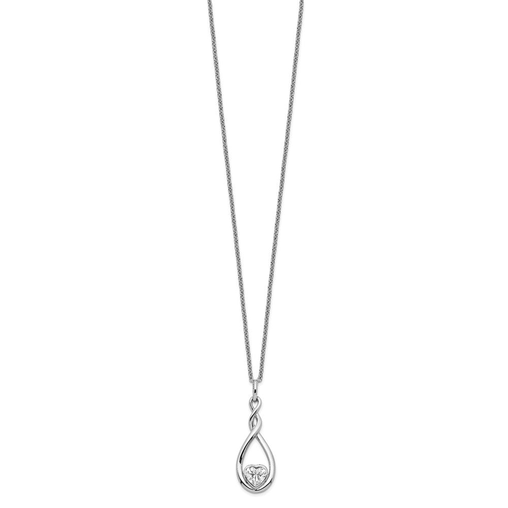 Sentimental Expressions Sterling Silver Rhodium-plated CZ Love You Forever 18in. Necklace