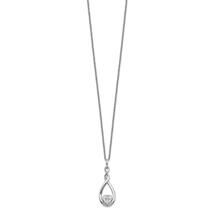 Sentimental Expressions Sterling Silver Rhodium-plated CZ Love You Forever 18in. Necklace