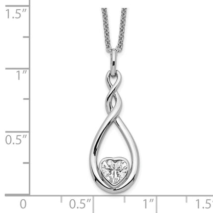 Sentimental Expressions Sterling Silver Rhodium-plated CZ Love You Forever 18in. Necklace