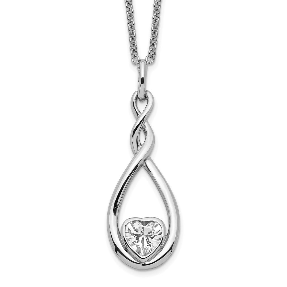 Sentimental Expressions Sterling Silver Rhodium-plated CZ Love You Forever 18in. Necklace