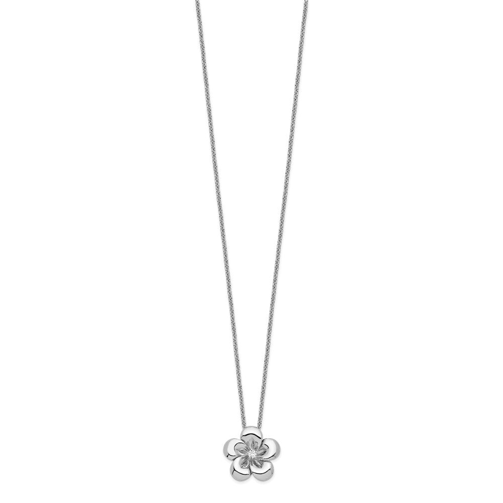 Sentimental Expressions Sterling Silver Rhodium-plated CZ Be A Blessing 14in. Necklace with 2in. ext