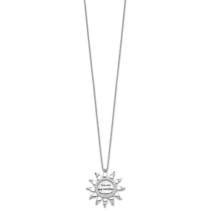 Sentimental Expressions Sterling Silver Rhodium-plated CZ Antiqued You Are My Sunshine 18in. Necklace