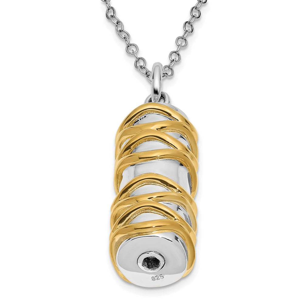 Sentimental Expressions Sterling Silver Rhodium-plated Cylinder Gold-tone Accent Ash Holder 18 Inch Necklace