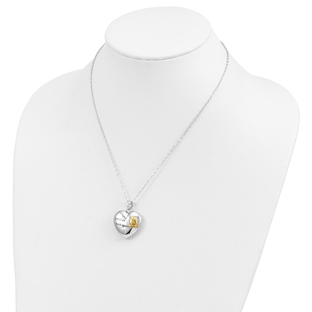 Sentimental Expressions Sterling Silver Rhodium-plated Antiqued Gold-tone Accent Until We Meet Again Heart Ash Holder 18 Inch Necklace