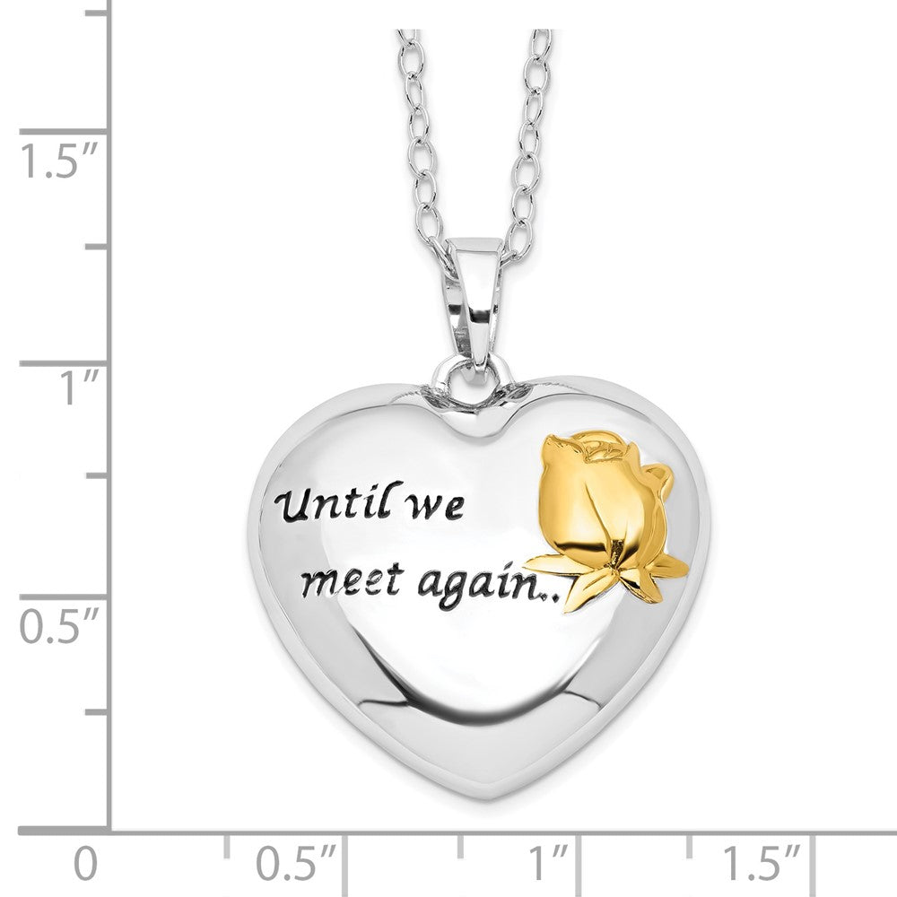 Sentimental Expressions Sterling Silver Rhodium-plated Antiqued Gold-tone Accent Until We Meet Again Heart Ash Holder 18 Inch Necklace