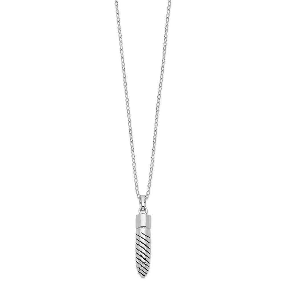 Sentimental Expressions Sterling Silver Rhodium-plated Antiqued Lined Bullet Ash Holder 18 Inch Necklace