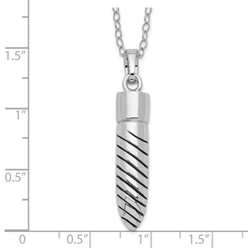 Sentimental Expressions Sterling Silver Rhodium-plated Antiqued Lined Bullet Ash Holder 18 Inch Necklace