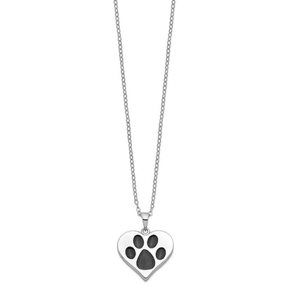 Sentimental Expressions Sterling Silver Rhodium-plated Antiqued Black Paw In Heart Ash Holder 18 Inch Necklace