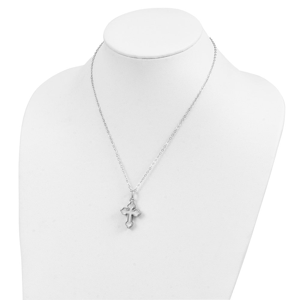 Sentimental Expressions Sterling Silver Rhodium-plated Matted Cross Ash Holder 18 Inch Necklace