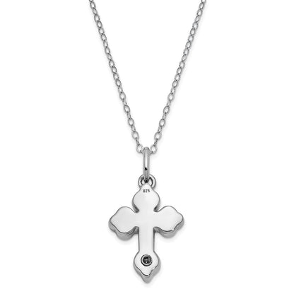 Sentimental Expressions Sterling Silver Rhodium-plated Matted Cross Ash Holder 18 Inch Necklace