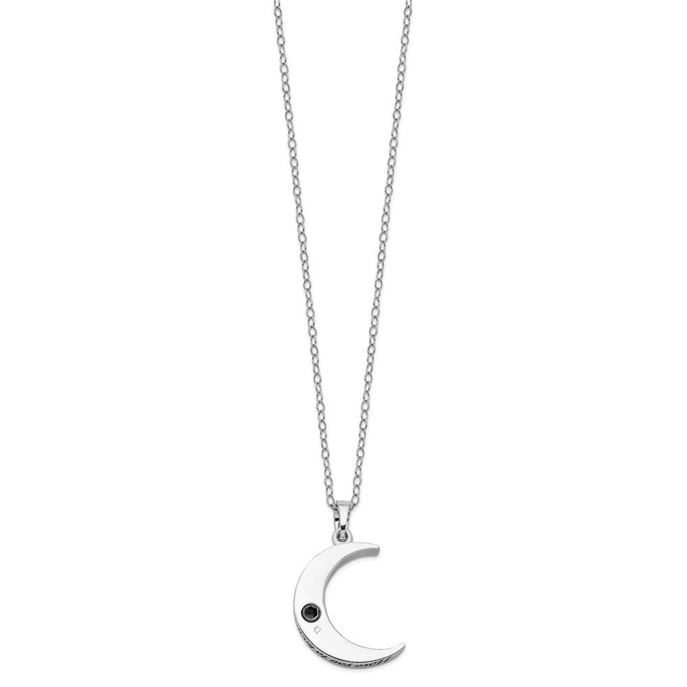 Sentimental Expressions Sterling Silver Rhodium-plated Antiqued Quarter Moon Ash Holder 18 Inch Necklace