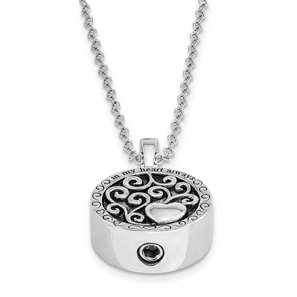 Sentimental Expressions Sterling Silver  Antiqued In My Heart Ash Holder 18 Inch Necklace