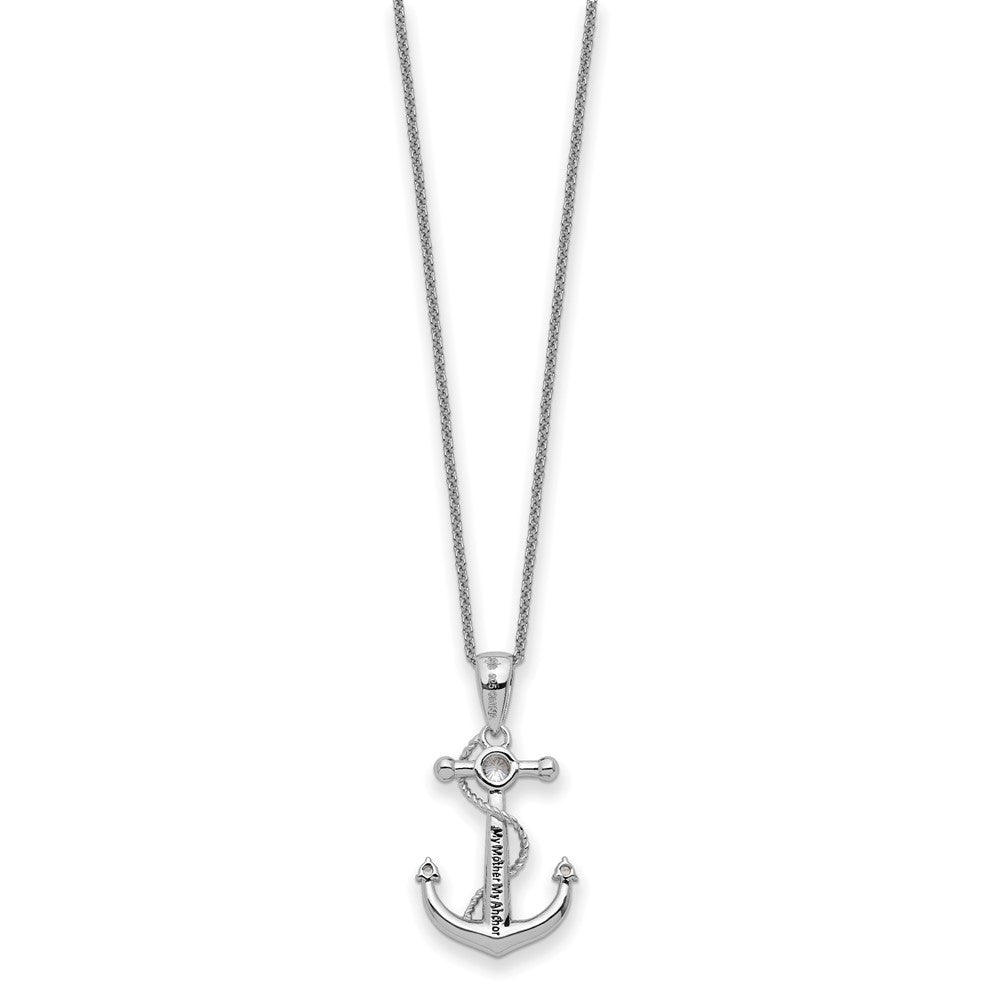 Sentimental Expressions Sterling Silver Rhodium-plated CZ My Mother My Anchor 18in Necklace