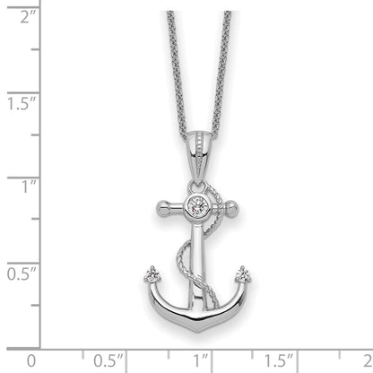 Sentimental Expressions Sterling Silver Rhodium-plated CZ My Mother My Anchor 18in Necklace