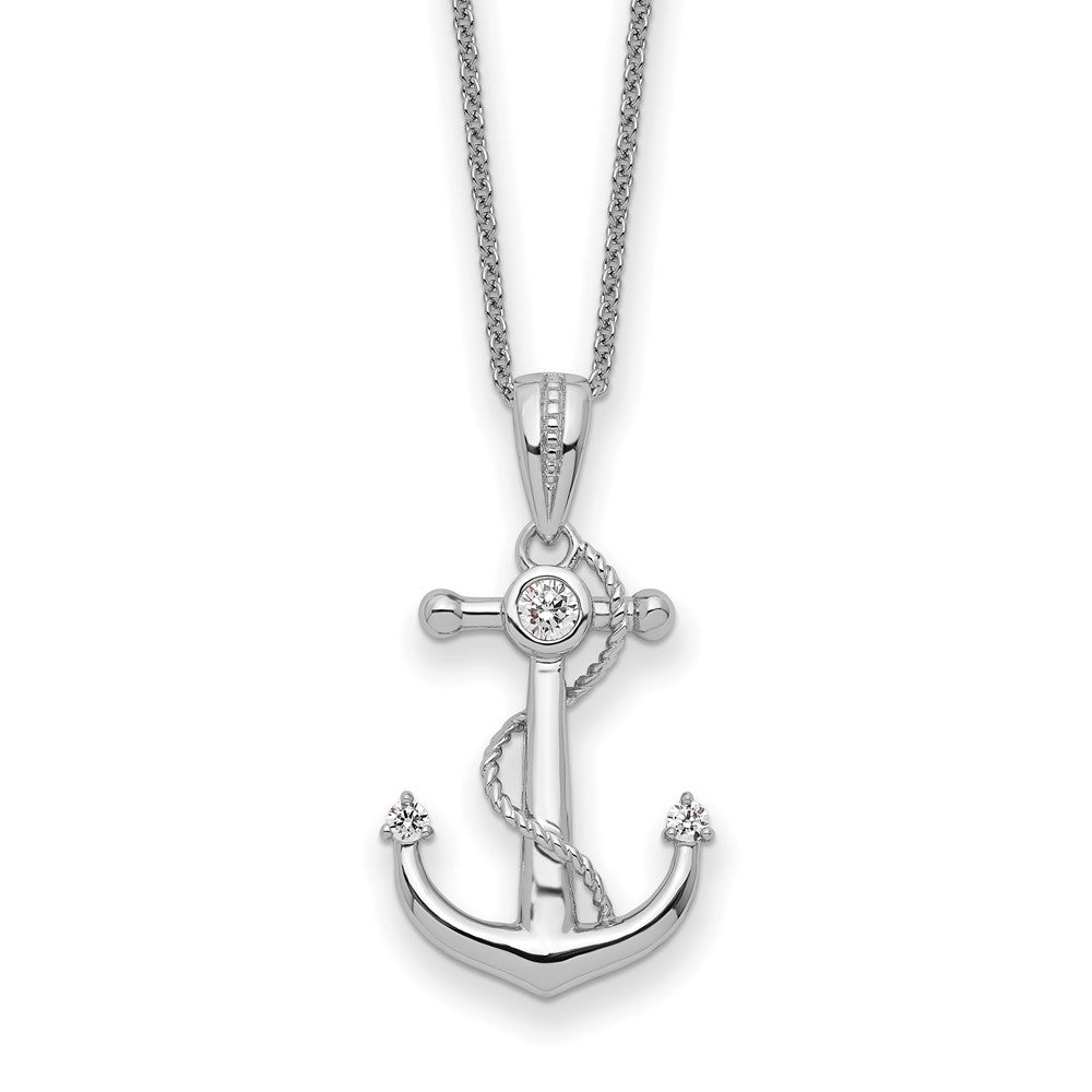 Sentimental Expressions Sterling Silver Rhodium-plated CZ My Mother My Anchor 18in Necklace