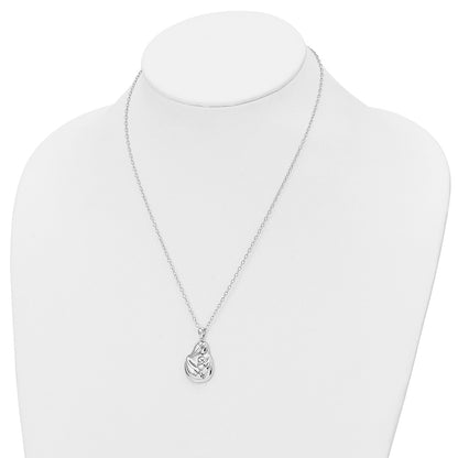 Sentimental Expressions Sterling Silver Rhodium-plated Mine To Keep Mom and Baby 18in Necklace