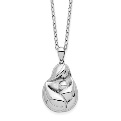 Sentimental Expressions Sterling Silver Rhodium-plated Mine To Keep Mom and Baby 18in Necklace