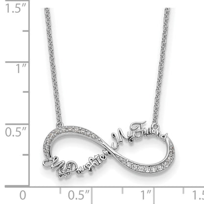 Sentimental Expressions Sterling Silver Rhodium-plated CZ My Daughter My Friend 18in Necklace