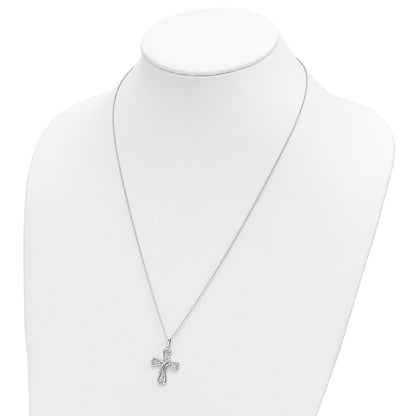 Sentimental Expressions Sterling Silver Rhodium-plated Love Never Fails Cross 22in Necklace