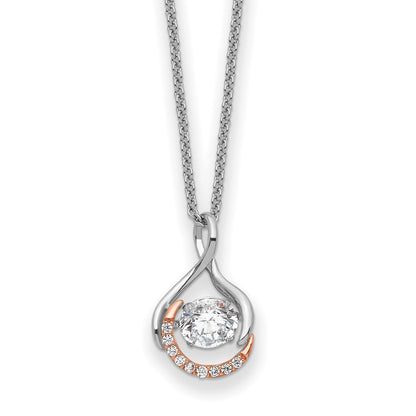 Sentimental Expressions Sterling Silver Rose-tone SS and Rose-Tone Vibrant CZ Warm Embrace 18in Necklace