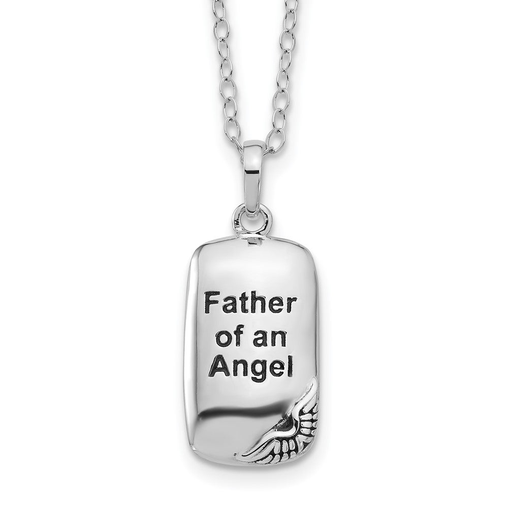 Sentimental Expressions Sterling Silver Rhodium-plated Antiqued Father of an Angel Ash Holder 18 Inch Necklace