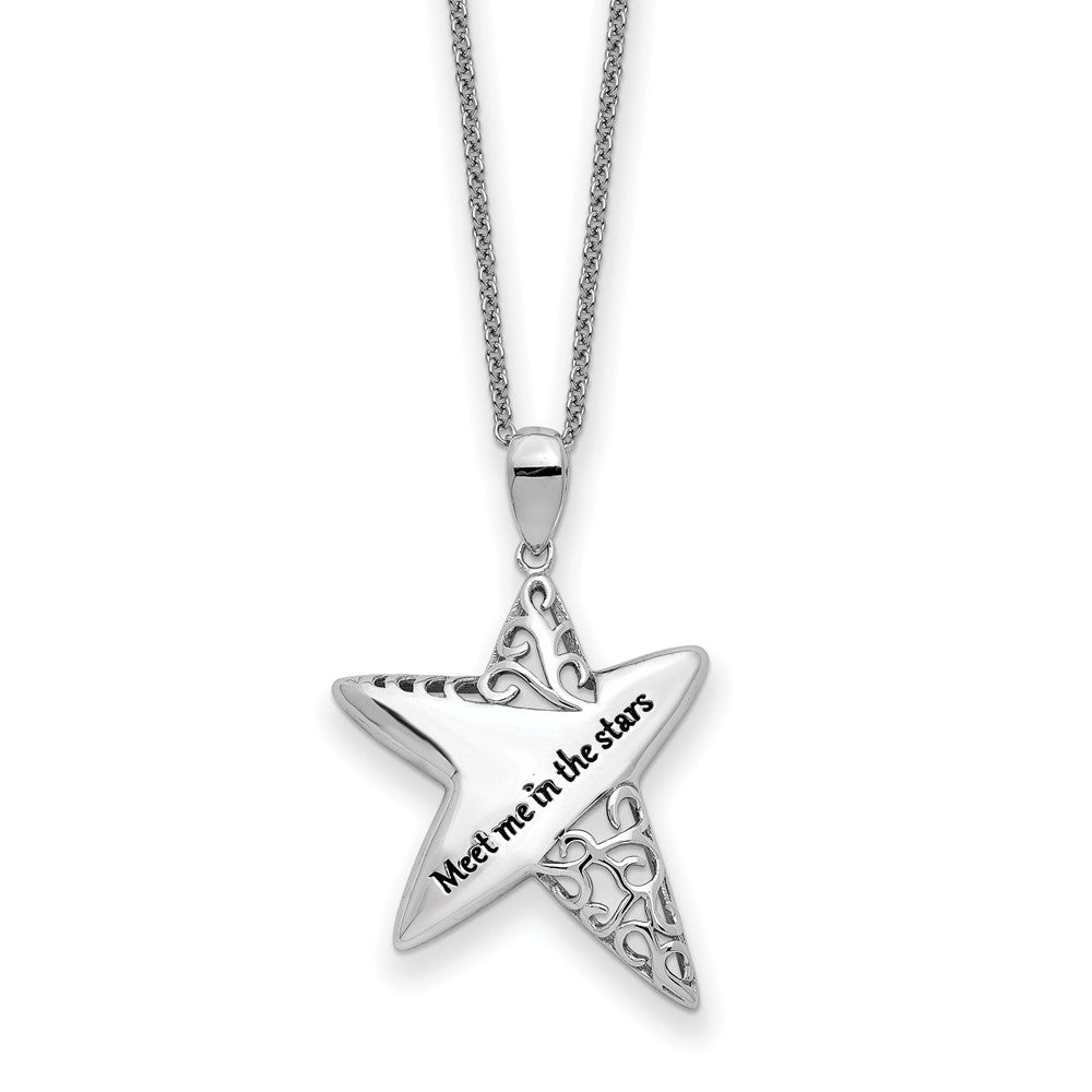 Sentimental Expressions Sterling Silver Rhodium-plated Antiqued Meet Me in the Stars 18 Inch Necklace