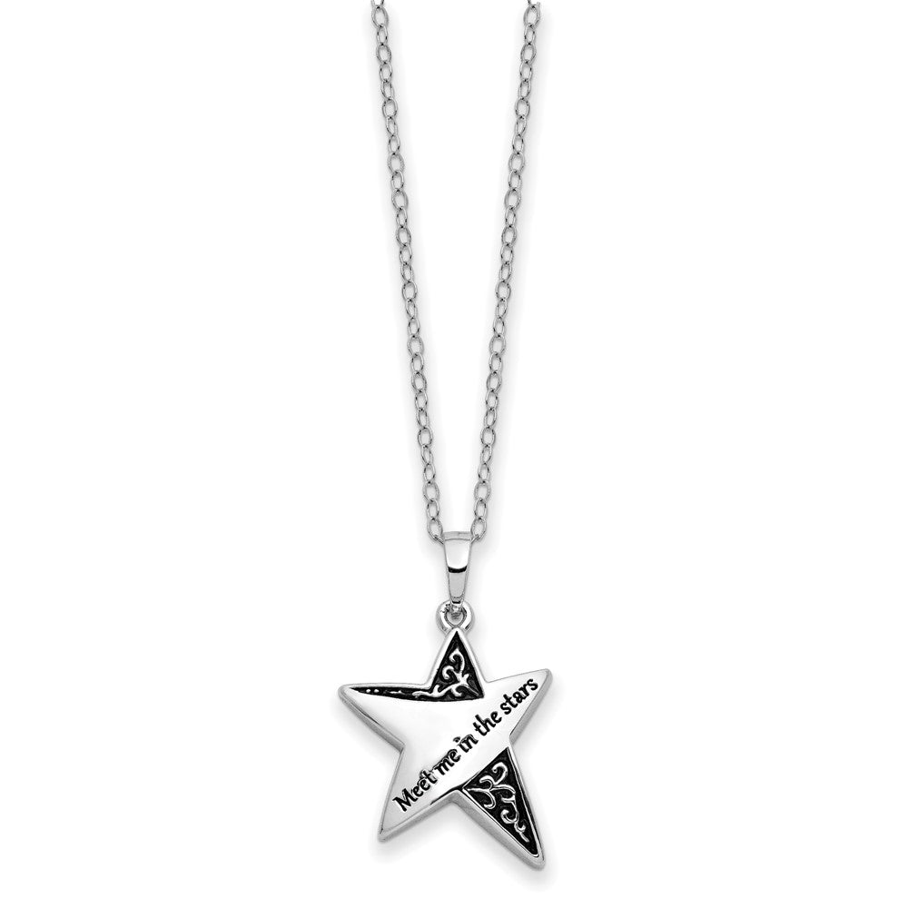 Sentimental Expressions Sterling Silver Rhodium-plated Antiqued Meet Me In The Stars 18 Inch Ash Holder Necklace