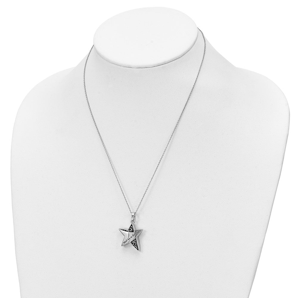 Sentimental Expressions Sterling Silver Rhodium-plated Antiqued Meet Me In The Stars 18 Inch Ash Holder Necklace