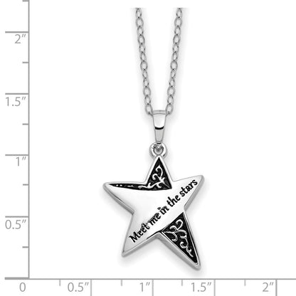 Sentimental Expressions Sterling Silver Rhodium-plated Antiqued Meet Me In The Stars 18 Inch Ash Holder Necklace