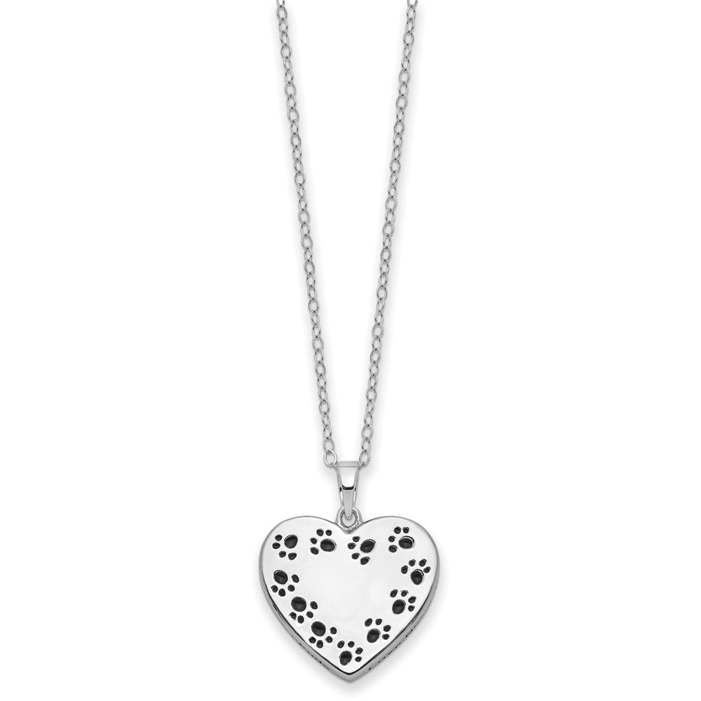 Sentimental Expressions Sterling Silver Rhodium-plated Antiqued Love Never Ends Pet Ash Holder 18 Inch Necklace