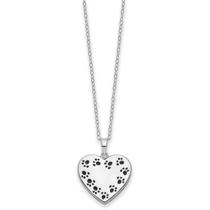 Sentimental Expressions Sterling Silver Rhodium-plated Antiqued Love Never Ends Pet Ash Holder 18 Inch Necklace