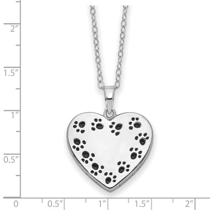 Sentimental Expressions Sterling Silver Rhodium-plated Antiqued Love Never Ends Pet Ash Holder 18 Inch Necklace