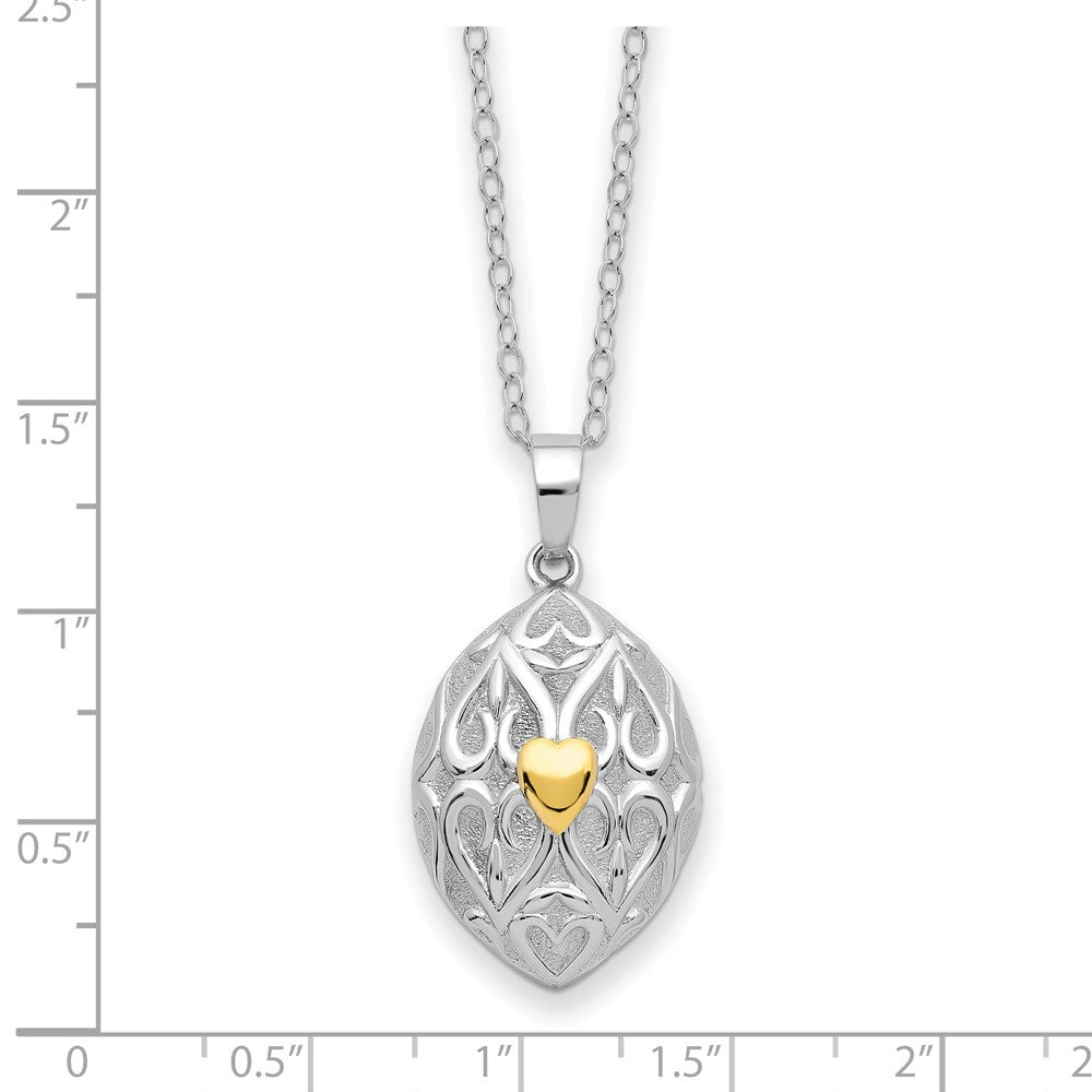 Sentimental Expressions Sterling Silver Rhodium-plated Gold-tone Heart in Egg Shaped Ash Holder 18 Inch Necklace