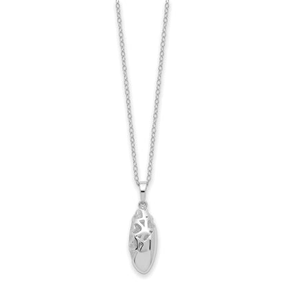 Sentimental Expressions Sterling Silver Rhodium-plated Scrolled Hearts Ash Holder 18 Inch Necklace