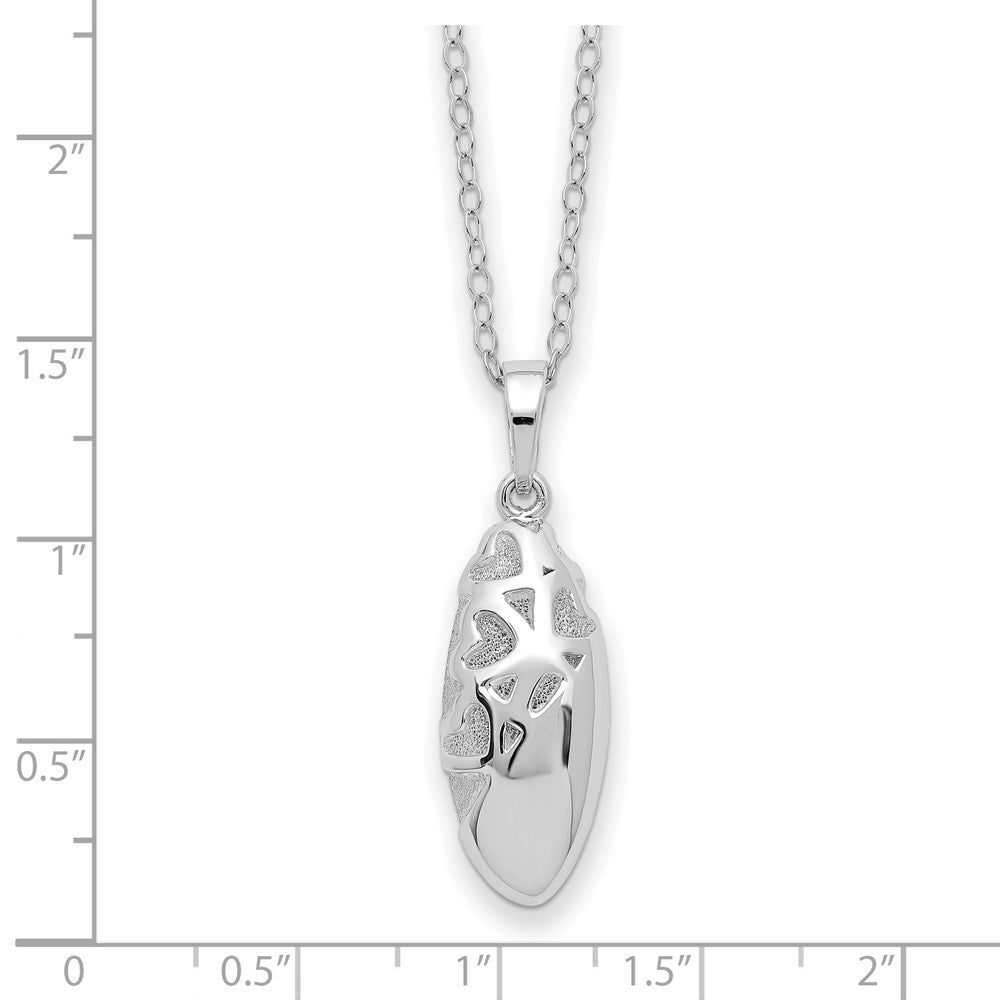 Sentimental Expressions Sterling Silver Rhodium-plated Scrolled Hearts Ash Holder 18 Inch Necklace