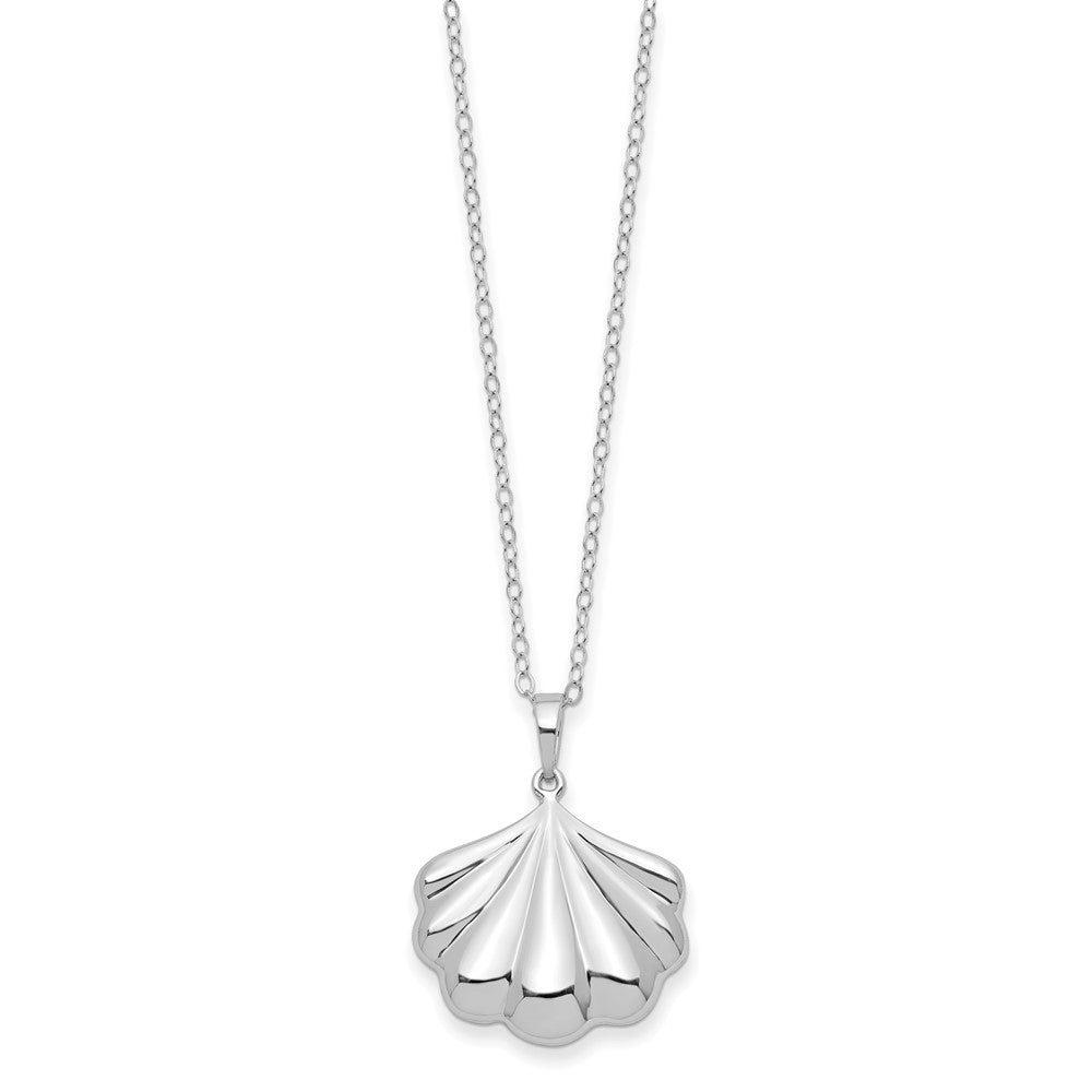 Sentimental Expressions Sterling Silver Rhodium-plated Shell Ash Holder 18 Inch Necklace