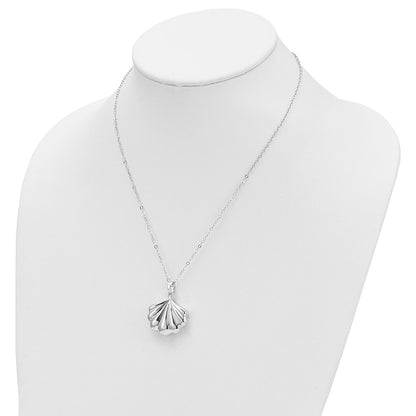 Sentimental Expressions Sterling Silver Rhodium-plated Shell Ash Holder 18 Inch Necklace