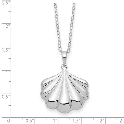 Sentimental Expressions Sterling Silver Rhodium-plated Shell Ash Holder 18 Inch Necklace