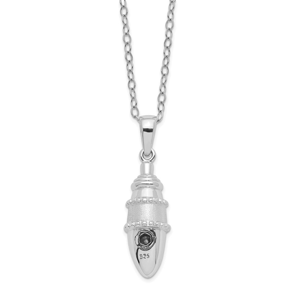 Sentimental Expressions Sterling Silver Rhodium-plated Beaded Bulb Shaped Ash Holder 18 Inch Necklace