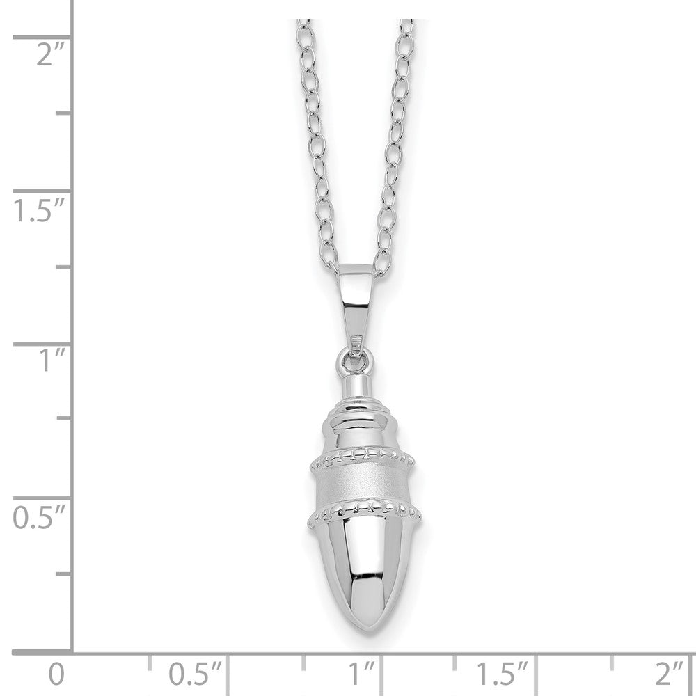 Sentimental Expressions Sterling Silver Rhodium-plated Beaded Bulb Shaped Ash Holder 18 Inch Necklace