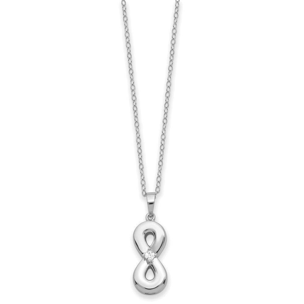 Sentimental Expressions Sterling Silver Rhodium-plated CZ Infinity Ash Holder 18 Inch Necklace