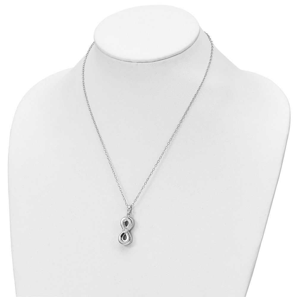 Sentimental Expressions Sterling Silver Rhodium-plated CZ Infinity Ash Holder 18 Inch Necklace