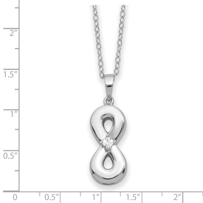 Sentimental Expressions Sterling Silver Rhodium-plated CZ Infinity Ash Holder 18 Inch Necklace