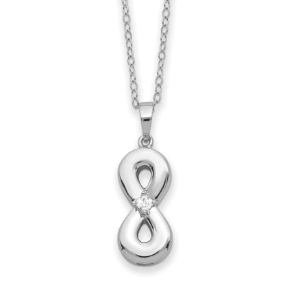 Sentimental Expressions Sterling Silver Rhodium-plated CZ Infinity Ash Holder 18 Inch Necklace