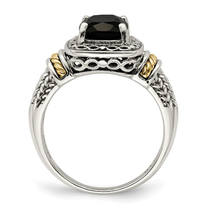 Shey Couture Sterling Silver with 14K Accent Antiqued Black Onyx Ring