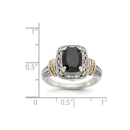 Shey Couture Sterling Silver with 14K Accent Antiqued Black Onyx Ring