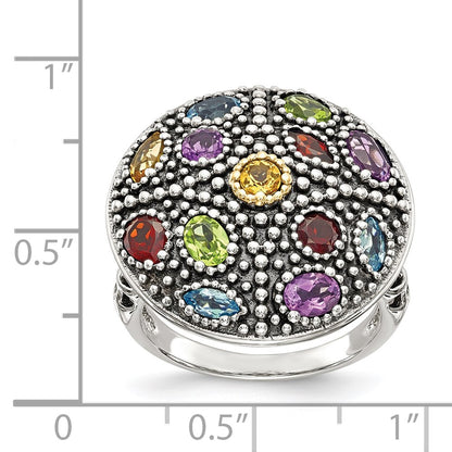 Shey Couture Sterling Silver with 14K Accent Antiqued .43Amethyst/.19Citrine/.32Blue Topaz/.32Peridot/.35Garnet Ring